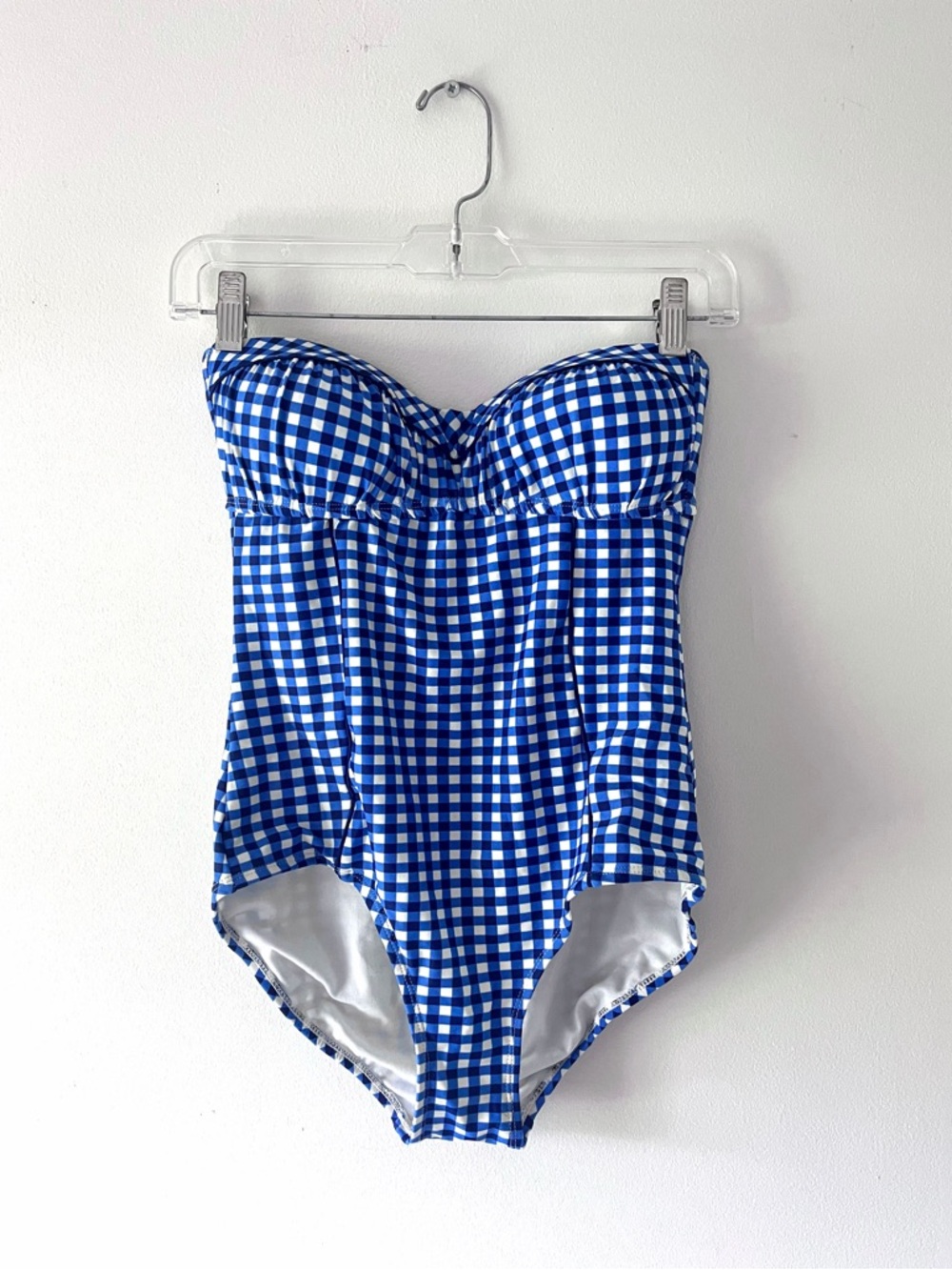 Lauren James Strapless Blue Gingham One Piece Swimsuit